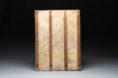 A massive Chinese blue and white rectangular 'Chang'e' tray or plaque, 19th C.