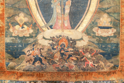 A Tibetan thangka depicting Padmapani, 19th C.