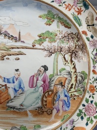 A pair of very fine Chinese Canton famille rose monogrammed plates, 19th C.