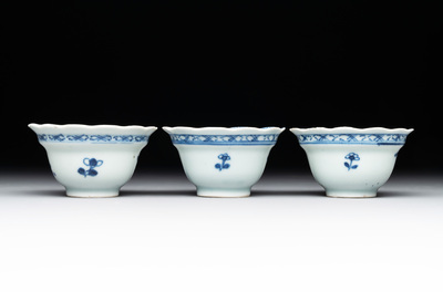 A varied collection of Chinese blue and white, and famille rose tea wares, Qianlong