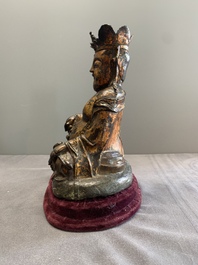 A Chinese gilt bronze crowned Buddha, Ming