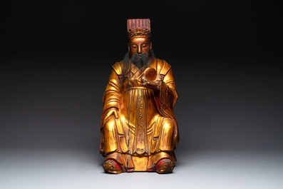 A Chinese gilt-lacquered figure of the star god Lu 祿, 19th C.