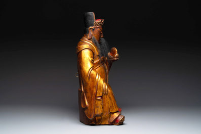 A Chinese gilt-lacquered figure of the star god Lu 祿, 19th C.