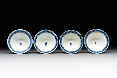 A varied collection of Chinese blue and white, and famille rose tea wares, Qianlong