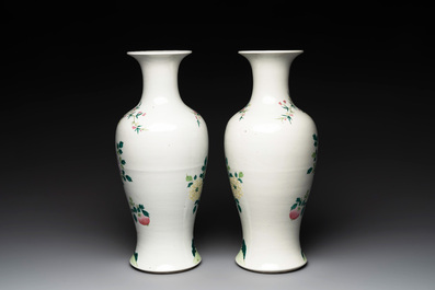 A pair of Chinese famille rose 'birds among flowering branches' vases, Republic