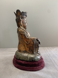 A Chinese gilt bronze crowned Buddha, Ming