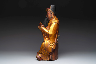 A Chinese gilt-lacquered figure of the star god Lu 祿, 19th C.