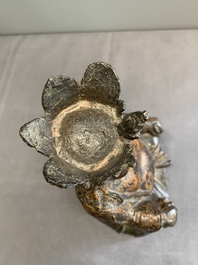 A Chinese gilt bronze crowned Buddha, Ming