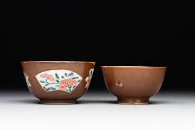A varied collection of Chinese blue and white, and famille rose tea wares, Qianlong