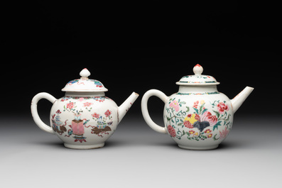 Two Chinese famille rose teapots and covers, Qianlong