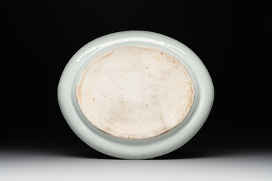 A rare oval Chinese Canton famille rose 'Wu Shuang Pu' dish from the  旗昌 Russel &amp; Co. service, 19th C.