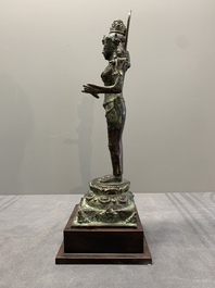 A Javanese bronze Majapahit sculpture of the goddess Dewi Tara, Indonesia, probably 14th C.