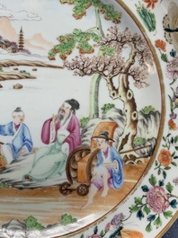 A pair of very fine Chinese Canton famille rose monogrammed plates, 19th C.