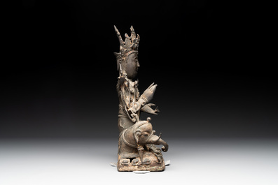 A Chinese bronze Bodhisattva seated on an elephant, Ming