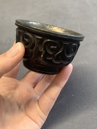 A pair of Chinese silver-lined tixi lacquer cups, Ming