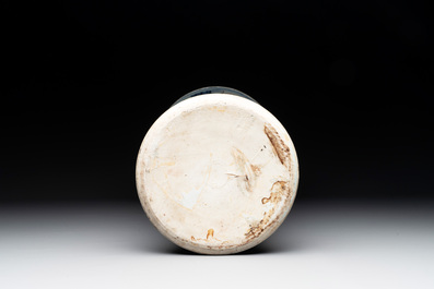 A Chinese wucai 'gu' vase with narrative design, Transitional period