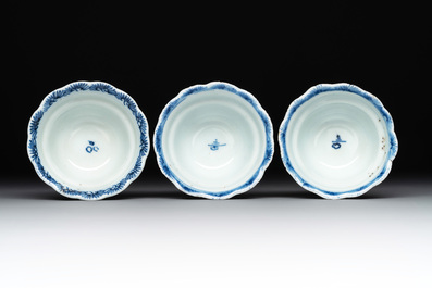 A varied collection of Chinese blue and white, and famille rose tea wares, Qianlong