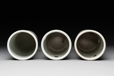 A collection of six Chinese famille rose hat stands, 19/20th C.