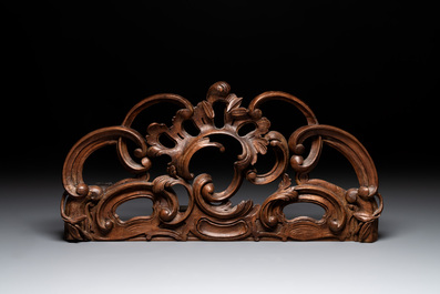 Five Baroque and Rococo wooden carvings and a fine farini&egrave;re or flour box, Flanders and France, 18th C.