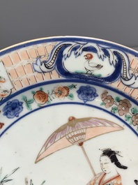 A Japanese Imari 'Parasol Ladies' plate after Cornelis Pronk, Edo, 18th C.