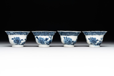 A varied collection of Chinese blue and white, and famille rose tea wares, Qianlong