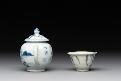 A varied collection of nine Chinese blue and white wares, Ming and later