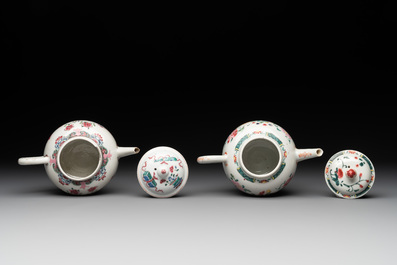 Two Chinese famille rose teapots and covers, Qianlong