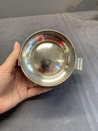 Two Vietnamese silver teapots and a sugar bowl and cover, marked Donghung, ca. 1900