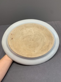 An oval Chinese Canton famille verte 'nine dragons' dish, 19th C.