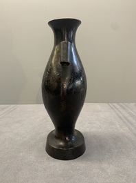 A rare archaistic bronze 'touhu' vase, Tianshun Mark, Ming