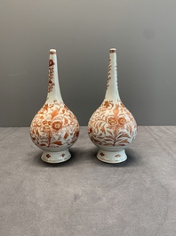 A pair of Chinese iron-red and gilt-decorated rose water sprinklers, Kangxi