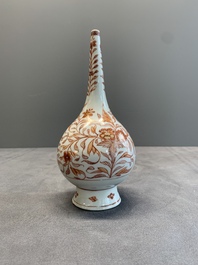 A pair of Chinese iron-red and gilt-decorated rose water sprinklers, Kangxi