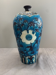 A Chinese Fahua 'meiping' vase with lotus scrolls, Ming