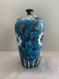 A Chinese Fahua 'meiping' vase with lotus scrolls, Ming
