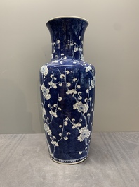 A Chinese blue and white 'prunus on breaking ice' vase, 19th C.