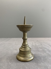Four bronze candle holders, Flanders and/or France, 16th C. and later