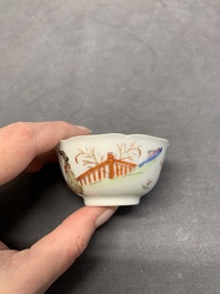 A pair of fine Chinese export 'Liberty and Matrimony' cups and saucers, Yongzheng