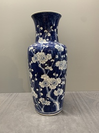 A Chinese blue and white 'prunus on breaking ice' vase, 19th C.