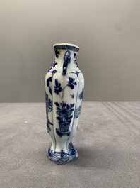 Four Chinese blue and white miniature 'Long Eliza' vases, Kangxi