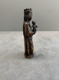 A bronze 'crowned Madonna with child' lustre ornament, Flanders, 16th C.