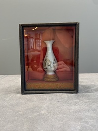 A Chinese grisaille 'Taoist' vase and a fitted box, Yongzheng mark and of the period