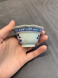 A varied collection of Chinese blue and white, and famille rose tea wares, Qianlong