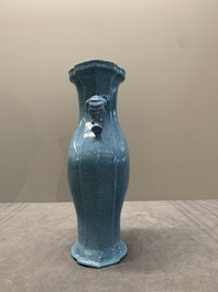 A pair of Chinese robin's egg-glazed vases with 'elephant' handles, 19th C.