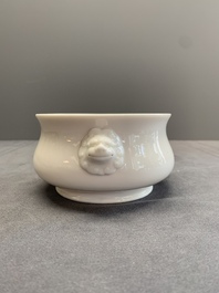 A Chinese Dehua blanc de Chine censer, Xuande mark, 18th C.