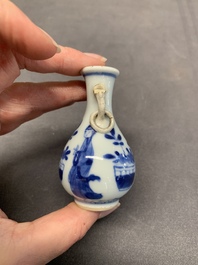Four Chinese blue and white miniature 'Long Eliza' vases, Kangxi