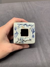 Five Chinese blue and white jarlets and three russet-splashed Longquan celadon jarlets, Yuan/Ming