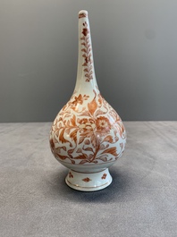 A pair of Chinese iron-red and gilt-decorated rose water sprinklers, Kangxi