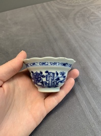 A varied collection of Chinese blue and white, and famille rose tea wares, Qianlong