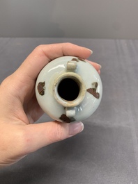 Five Chinese russet-splashed Longquan celadon jarlets, Song/Yuan