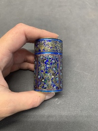 A Chinese enamelled silver bowl, a box and an opium container, 19th C.